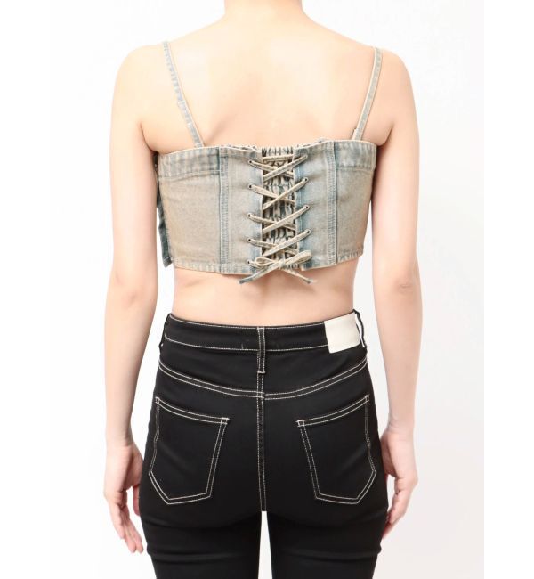 GYDA「BACKレースUP Corsetデニムビスチェ」|キャミソール|
