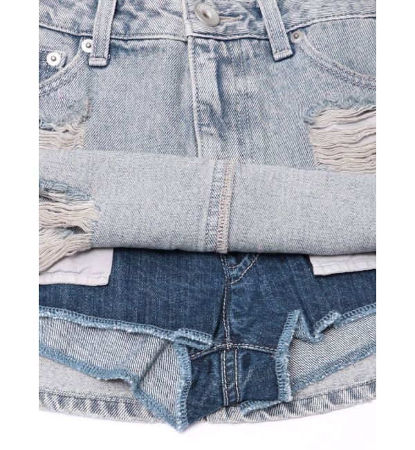 GYDA「ハイウエストダメージスカートライクデニムショートパンツ」|スカート|