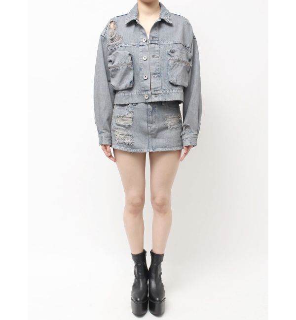 GYDA「ハイウエストダメージスカートライクデニムショートパンツ」|スカート|