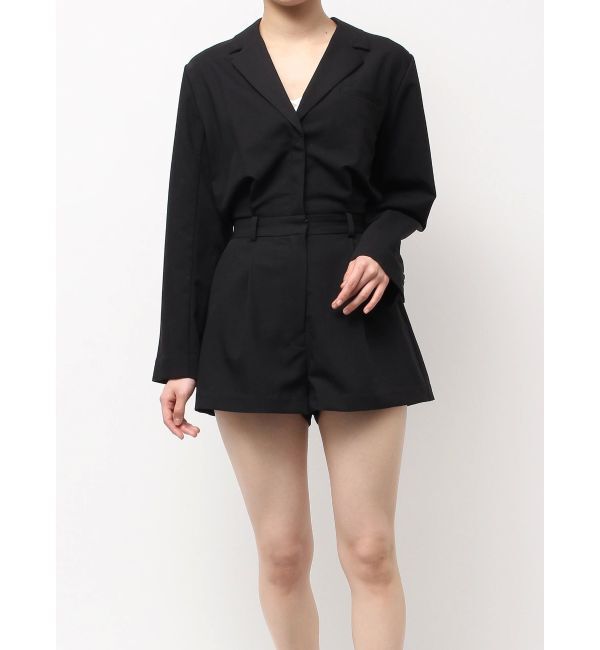 GYDA「ジャケットデザインロンパース」|オールインワン|ブラック