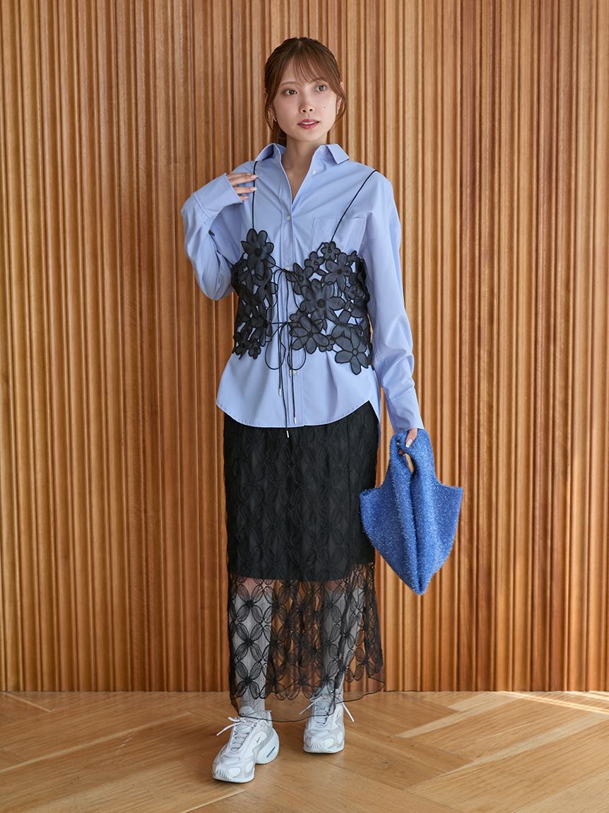 emmi atelier「emmiロゴ刺繍シャツ」|シャツ・ブラウス|