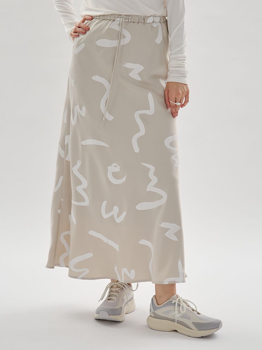 emmi atelier「サテンナロースカート【セットアップ対応】」|スカート|BEG