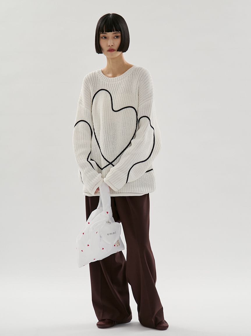 emmi atelier「【HEART】 プリントハートチャーム付きエコバッグ」|エコバッグ|