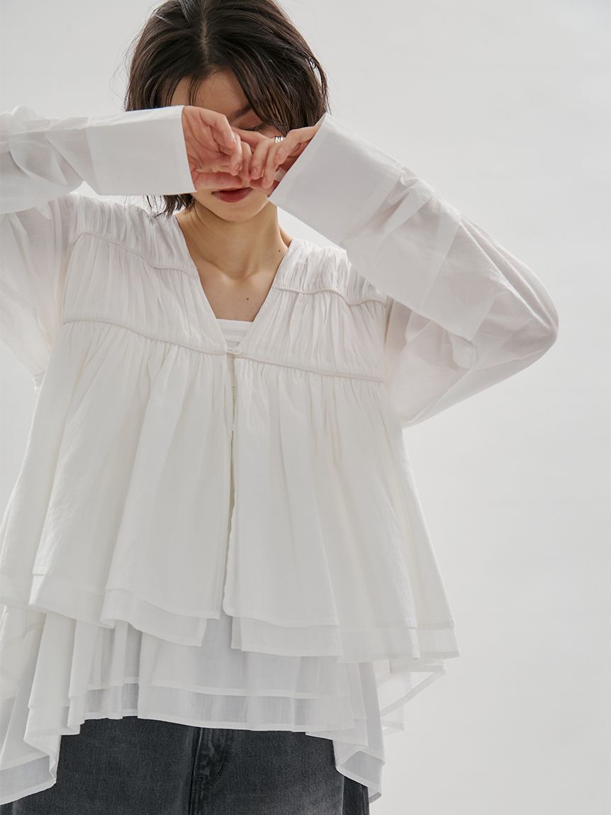 emmi atelier「コットンギャザーブラウス【アンサンブル対応】」|シャツ・ブラウス|