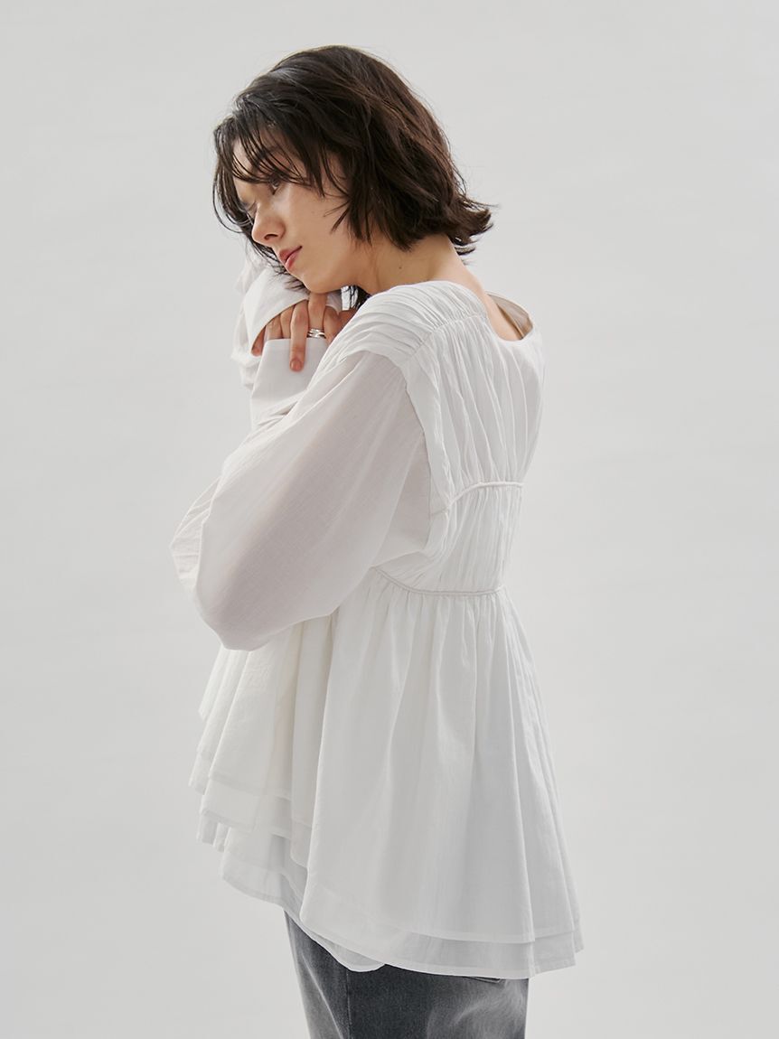 emmi atelier「コットンギャザーブラウス【アンサンブル対応】」|シャツ・ブラウス|