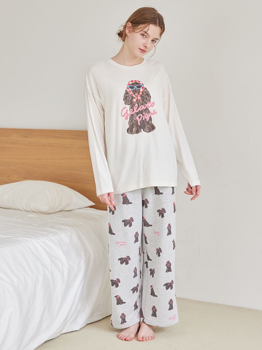gelato pique「スカーフDOGワンポイントロンT」|ルームウェア|