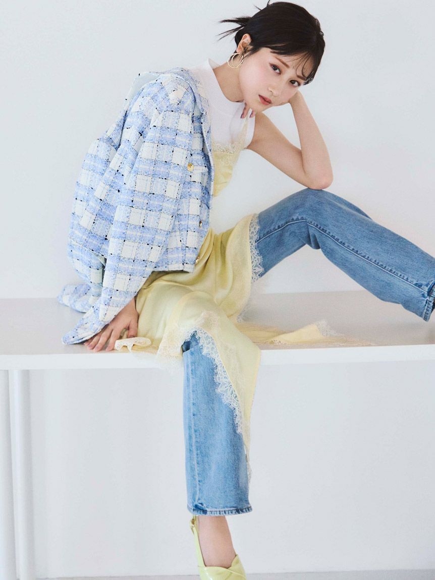 SNIDEL「レーストリムサテンキャミTOP【SWFB261167追加生産分】」|キャミソール|