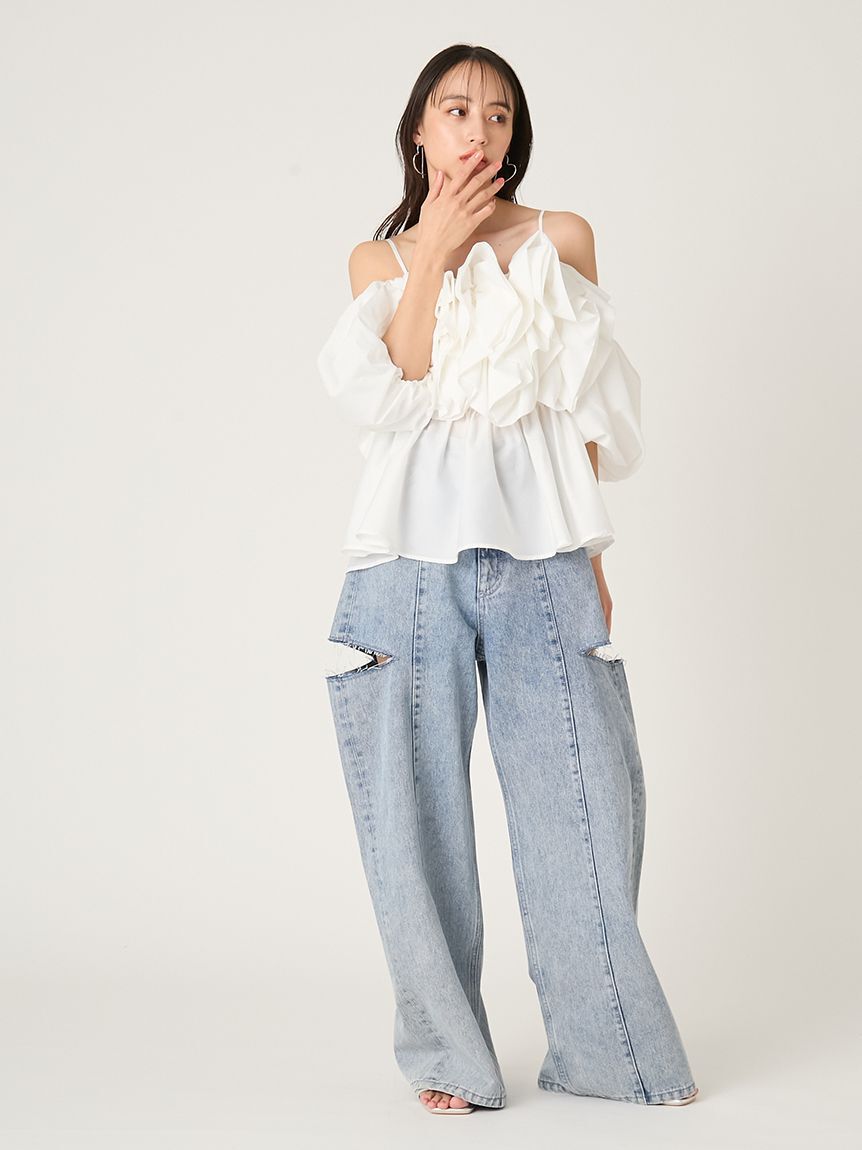 FRAY I.D「フラワーライクフリルペプラムブラウス」|シャツ・ブラウス|