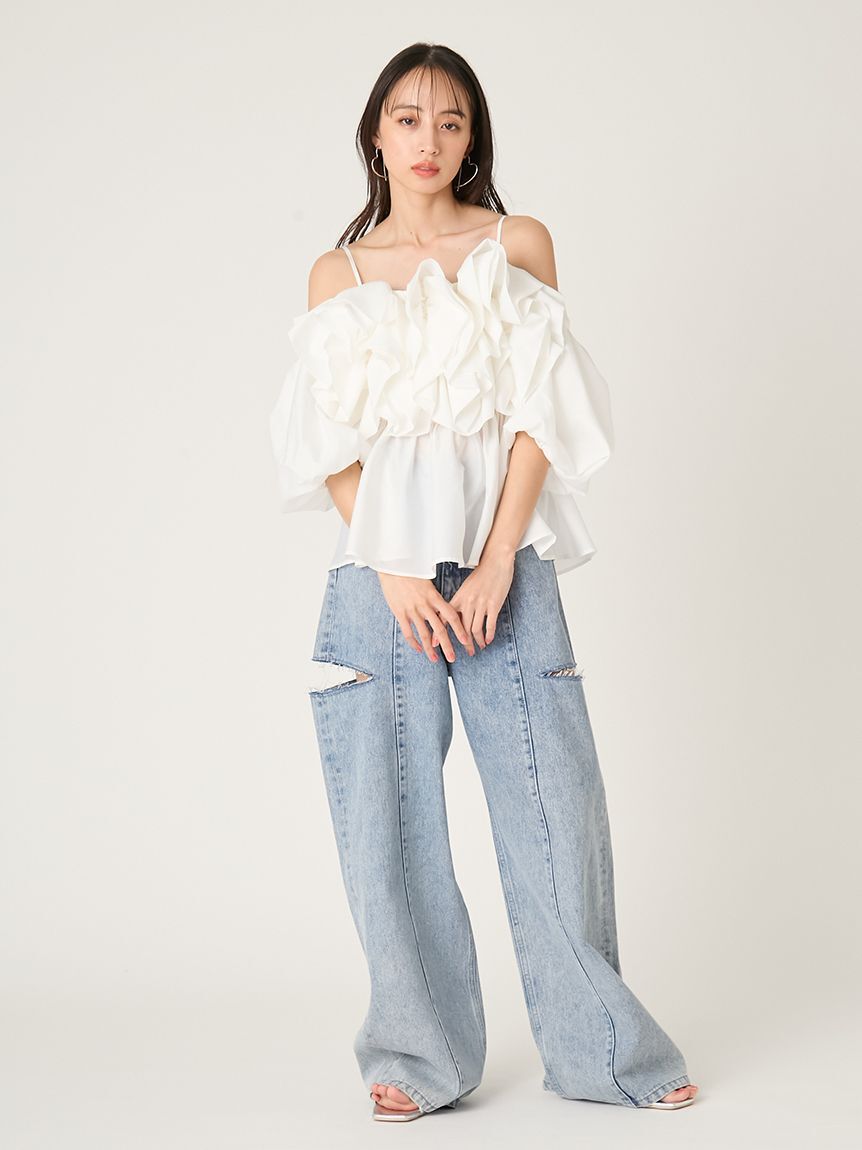 FRAY I.D「フラワーライクフリルペプラムブラウス」|シャツ・ブラウス|