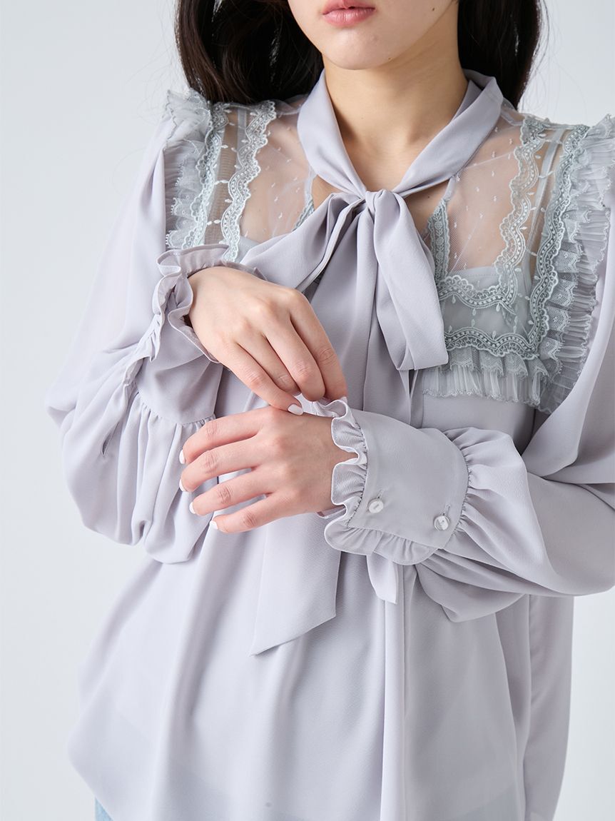 LILY BROWN「ヴィンテージライクボウタイブラウス」|シャツ・ブラウス|