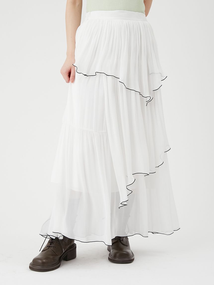 LILY BROWN「メローフリル光沢シアースカート」|スカート|WHT