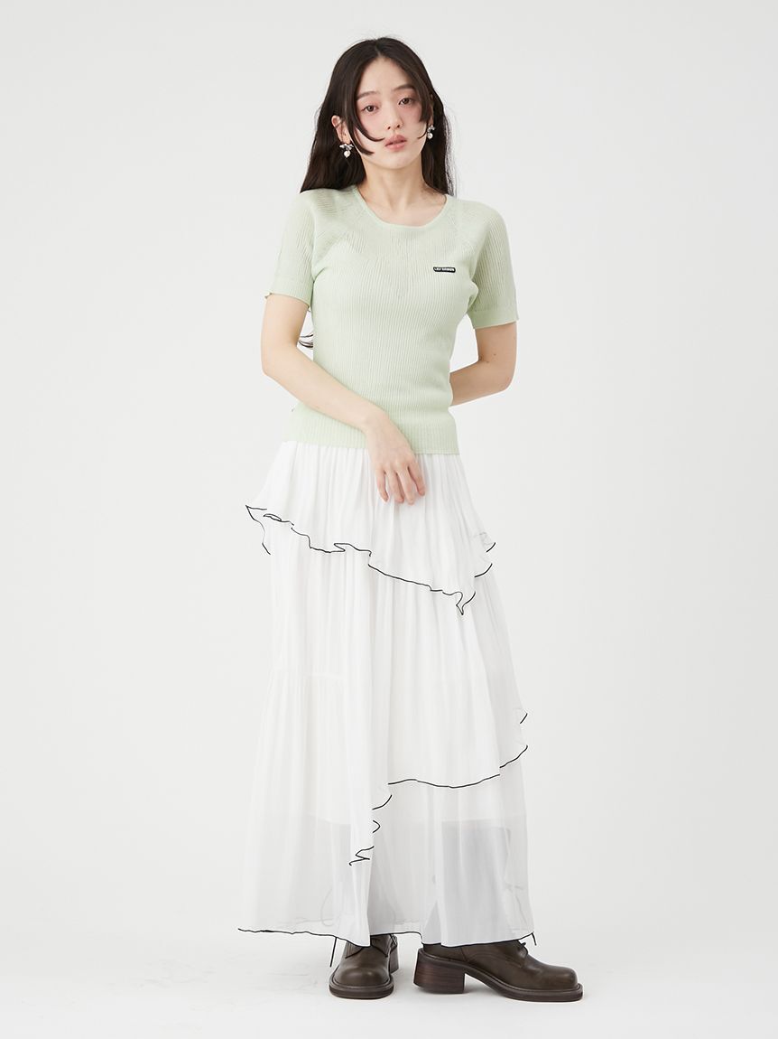 LILY BROWN「メローフリル光沢シアースカート」|スカート|