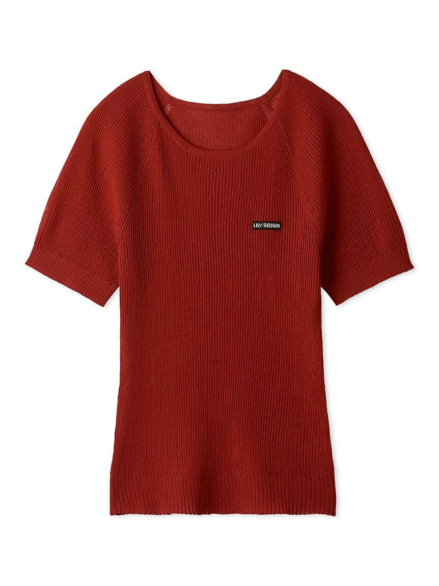 LILY BROWN「シアーリブニットトップス」|ニット・セーター|RED