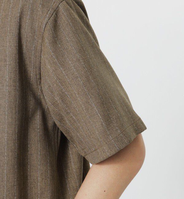  「スラブストライプショートスリーブZIPシャツ」|シャツ・ブラウス|