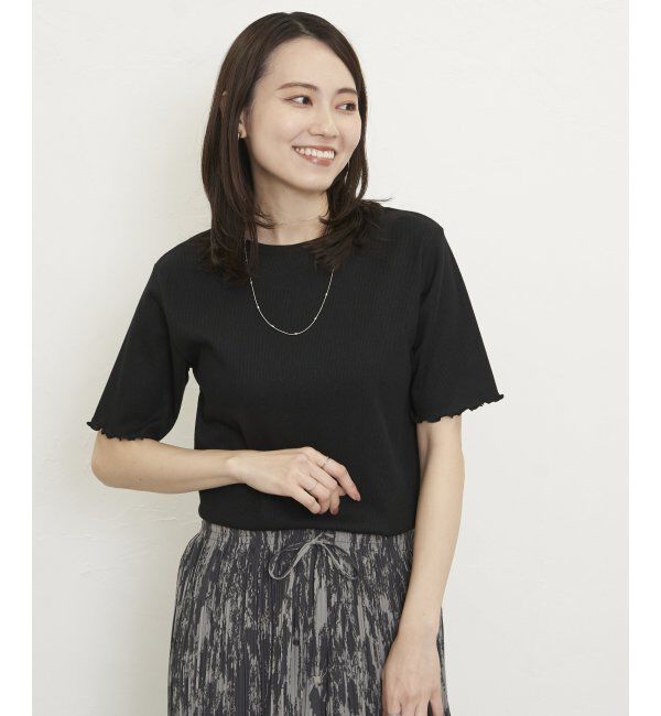 ikka「ラメテレコ前後2WAYメローT」|Tシャツ・カットソー|ブラック