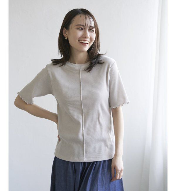 ikka「ラメテレコ前後2WAYメローT」|Tシャツ・カットソー|ベージュ