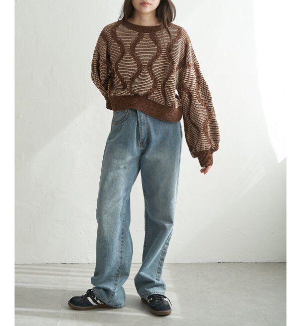 VENCE share style「5Gヒョウタン柄ジャガードプルオーバー」|ニット・セーター|
