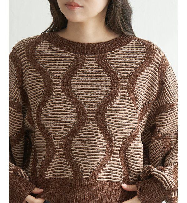 VENCE share style「5Gヒョウタン柄ジャガードプルオーバー」|ニット・セーター|ブラウン