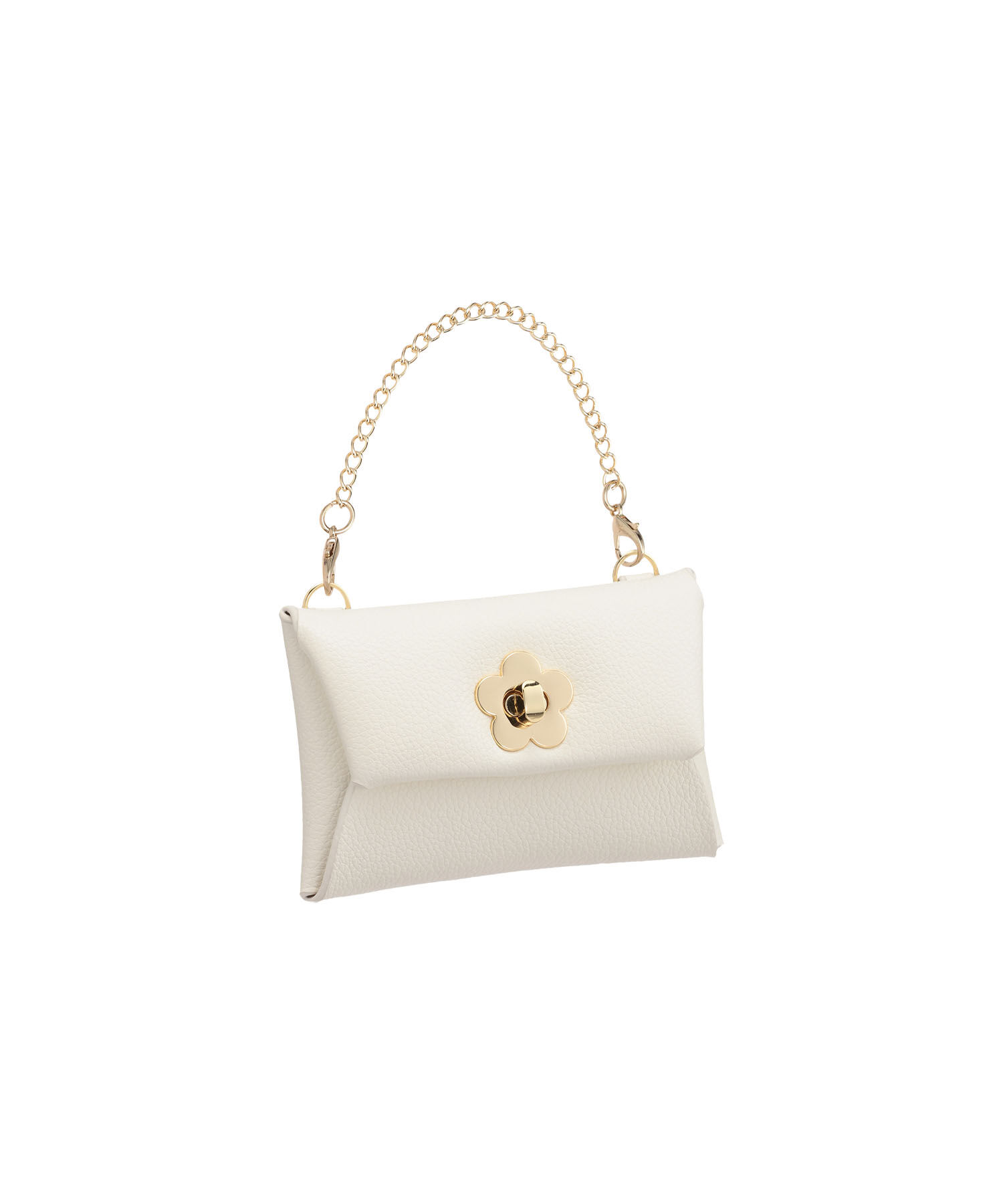 MARY QUANT「ターンロックデイジー フラップポーチ」|チャーム・キーホルダー|ホワイト