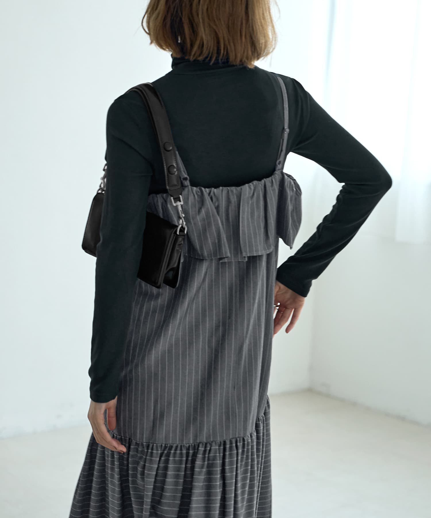 STYLE DELI「ピンストライプ柄キャミ型ジャンパースカート」|ワンピース|