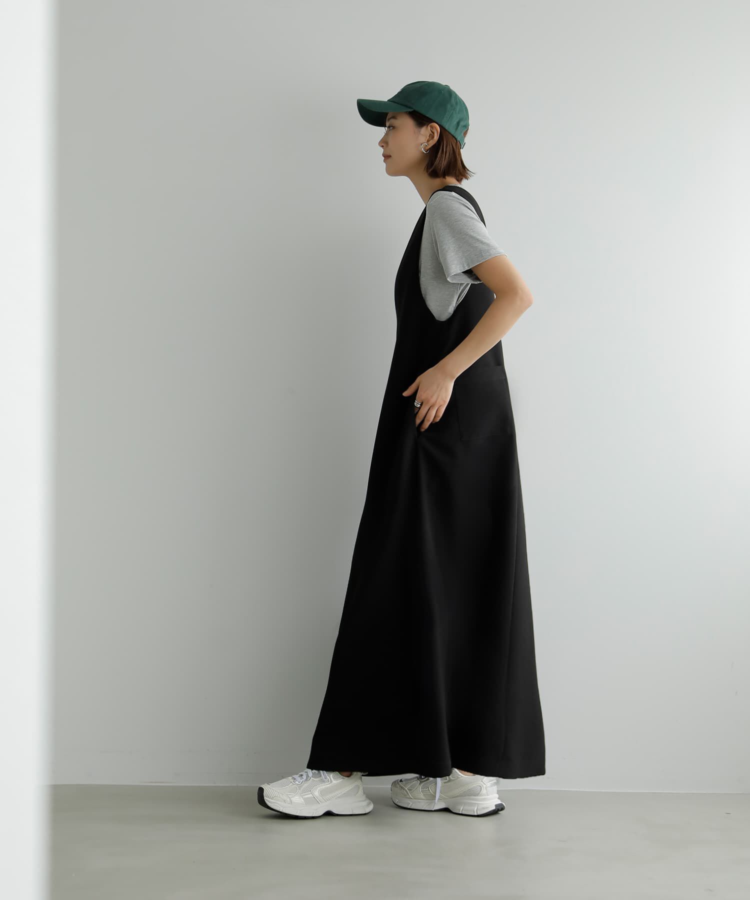 STYLE DELI「【LUXE】AラインフロントVジャンパースカート」|ジャンパースカート|