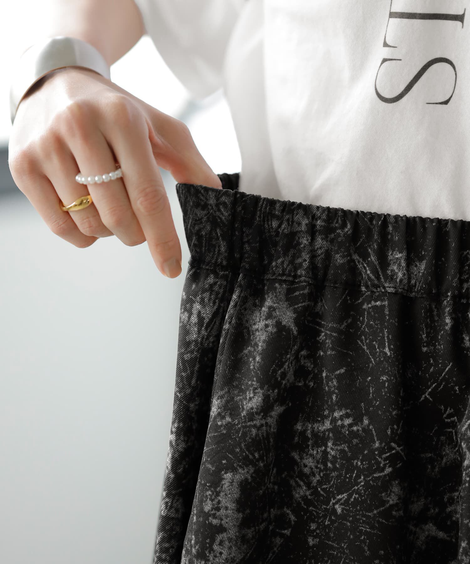 STYLE DELI「エレクトリック柄マキシ丈ギャザースカート」|フレア|