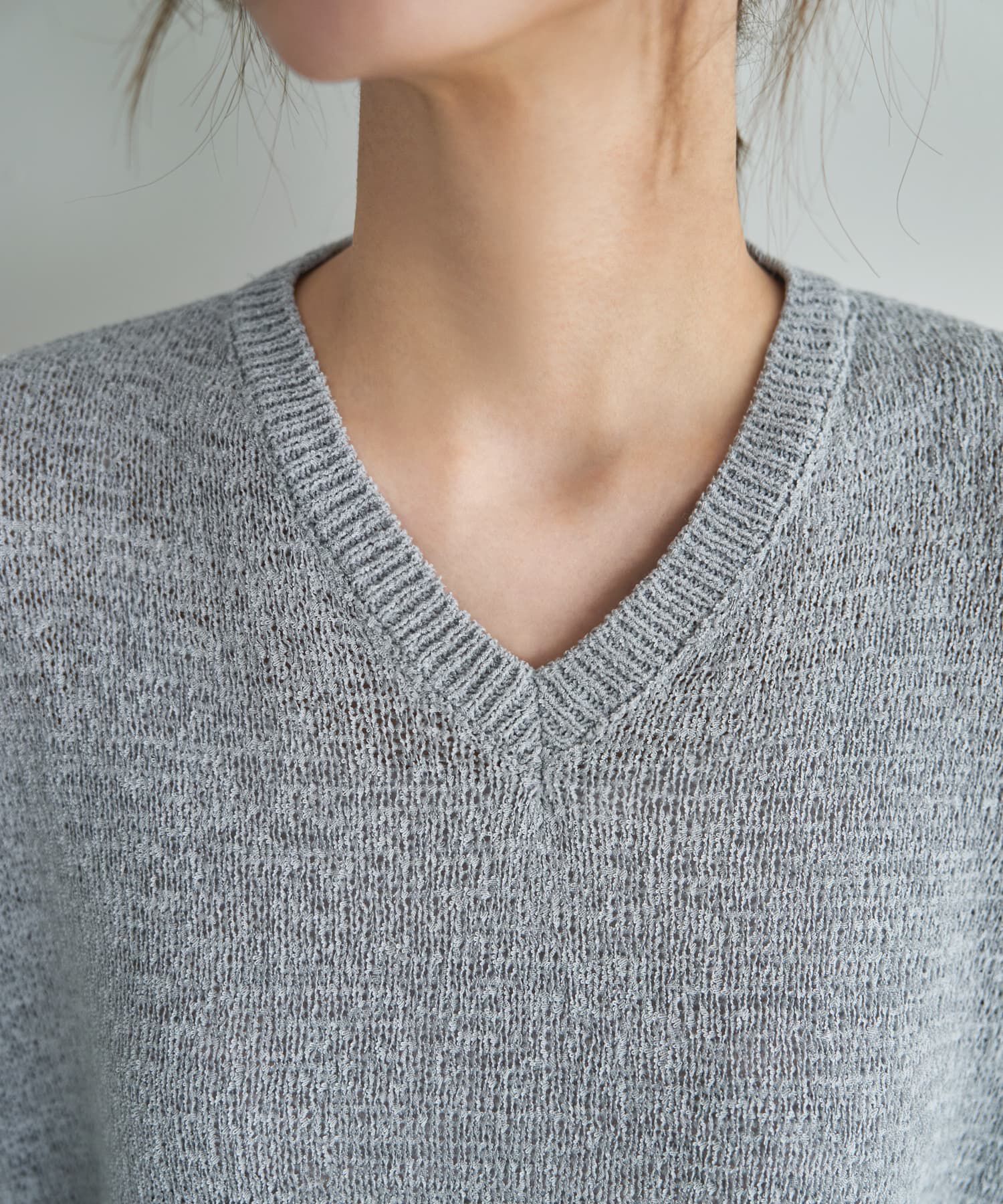 STYLE DELI「微シアーシャリ感Vネックニット」|ニット・セーター|