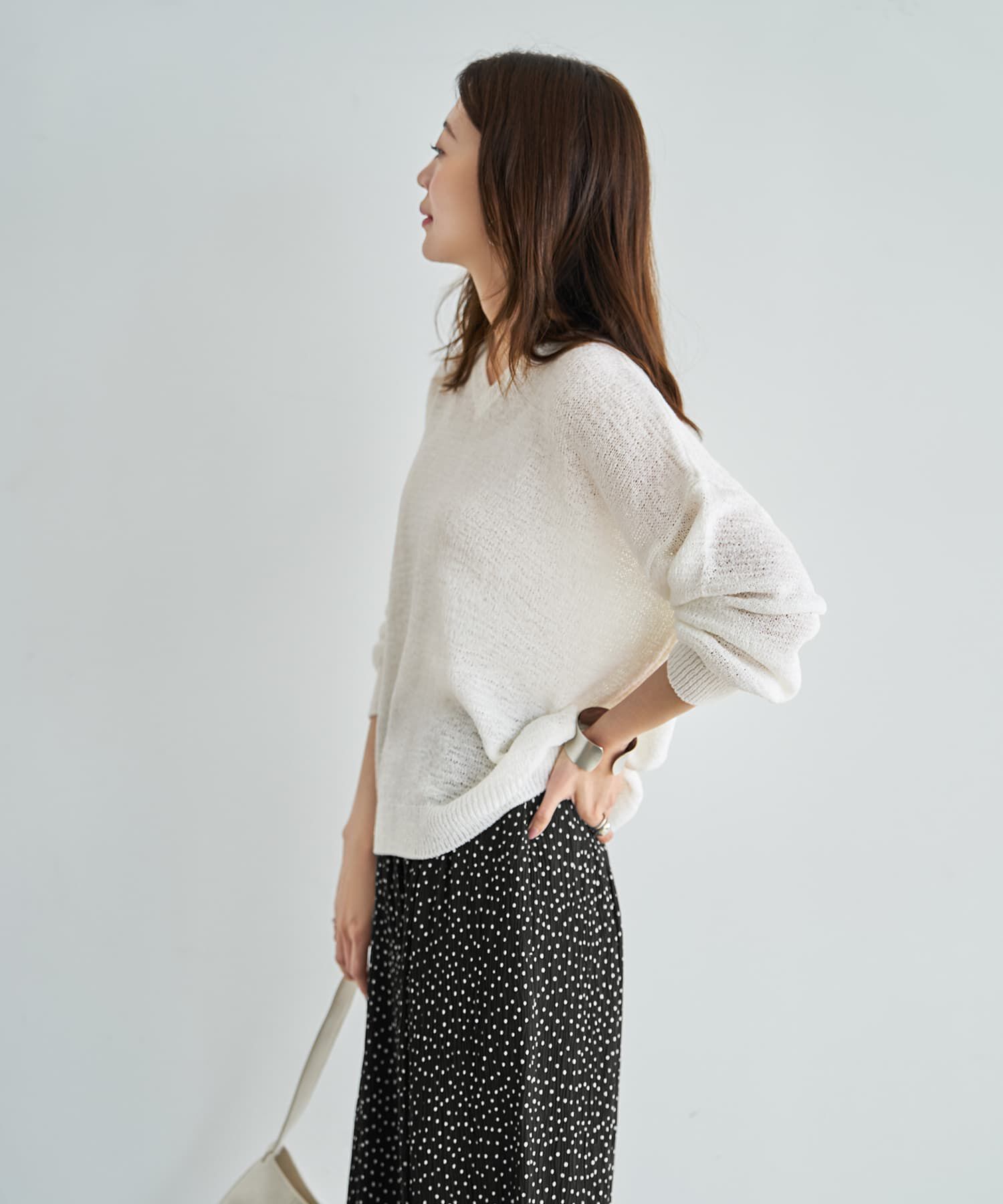 STYLE DELI「微シアーシャリ感Vネックニット」|ニット・セーター|