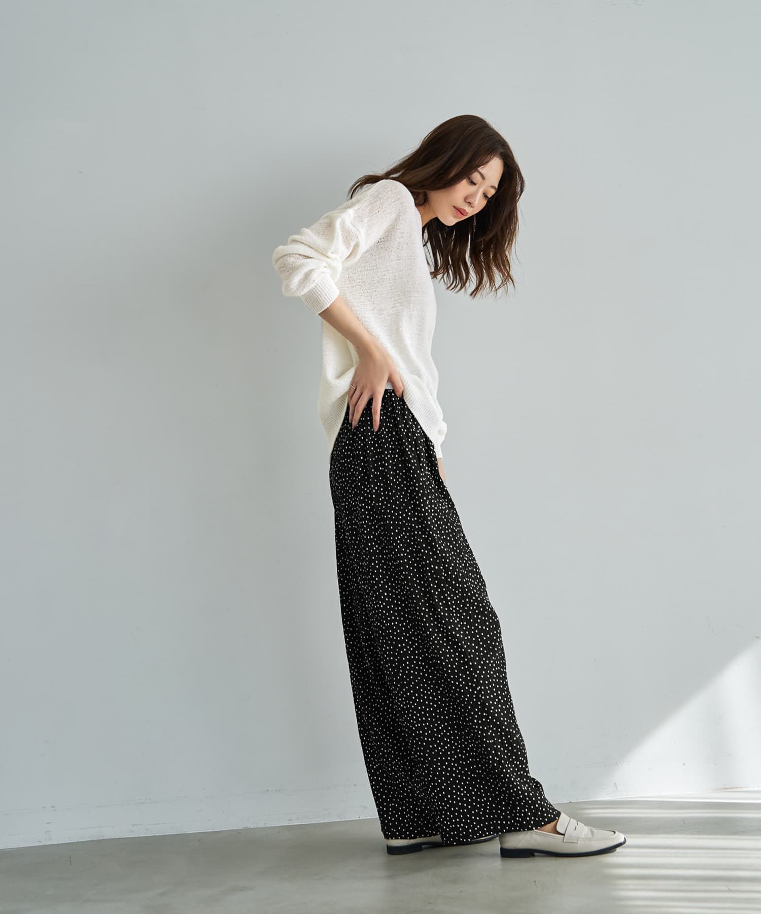 STYLE DELI「微シアーシャリ感Vネックニット」|ニット・セーター|