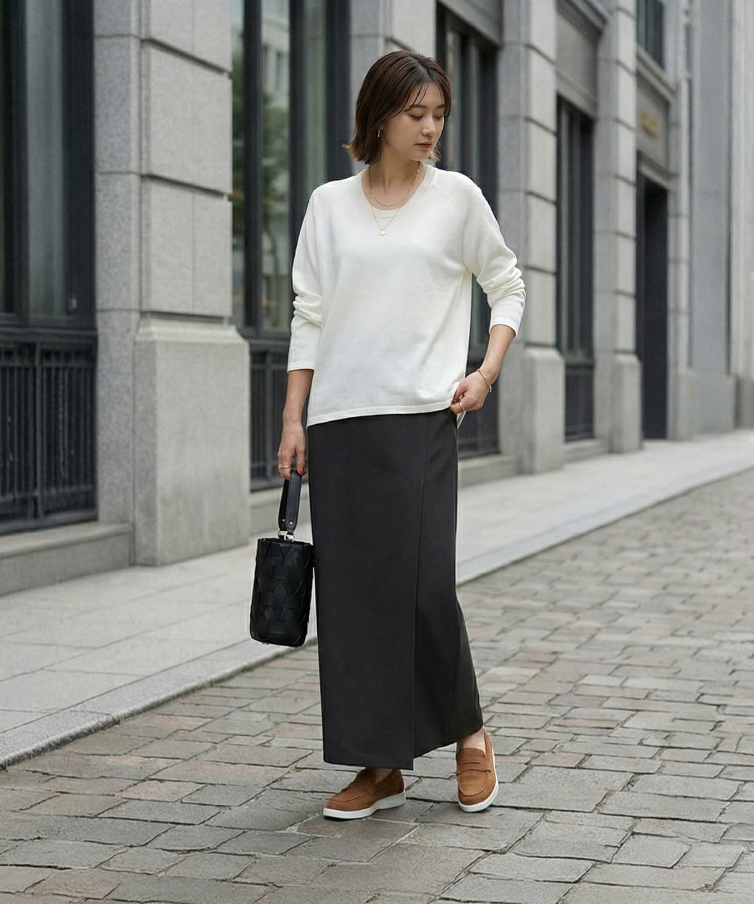 STYLE DELI「サラッと綿混Uネックニットトップス」|ニット・セーター|