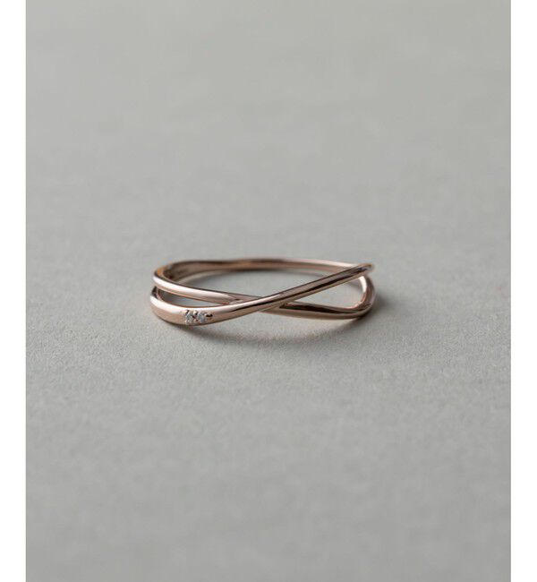 ete「[レイヤード] K18MPG ダイヤモンド クロス リング」|リング|ピンクゴールド