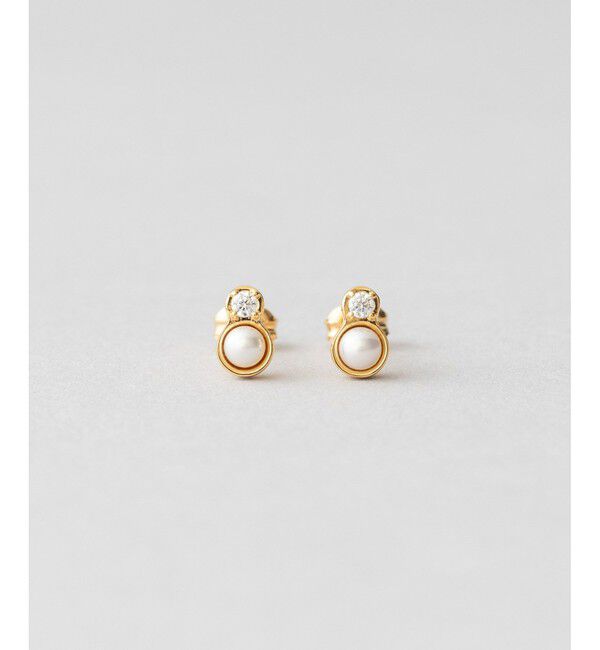 Jouete「ピアス パール&times;ジルコニア」|ピアス|イエローゴールド
