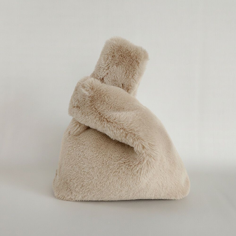 BACKYARD FAMILY「ファー ハンドバッグ 通販 ハンドバック ファーバッグ ファーバック レディース モコモコバッグ」|ハンドバッグ|ベージュ1