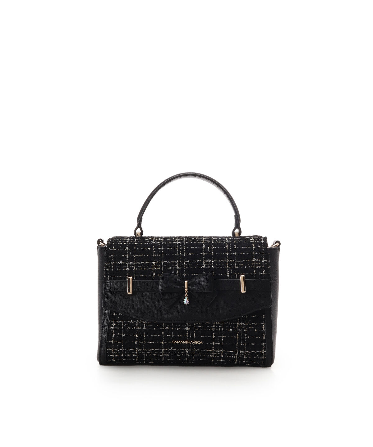 Samantha Vega「ツイードアクセントリボンショルダーバッグ」|ショルダー・メッセンジャー|ブラック