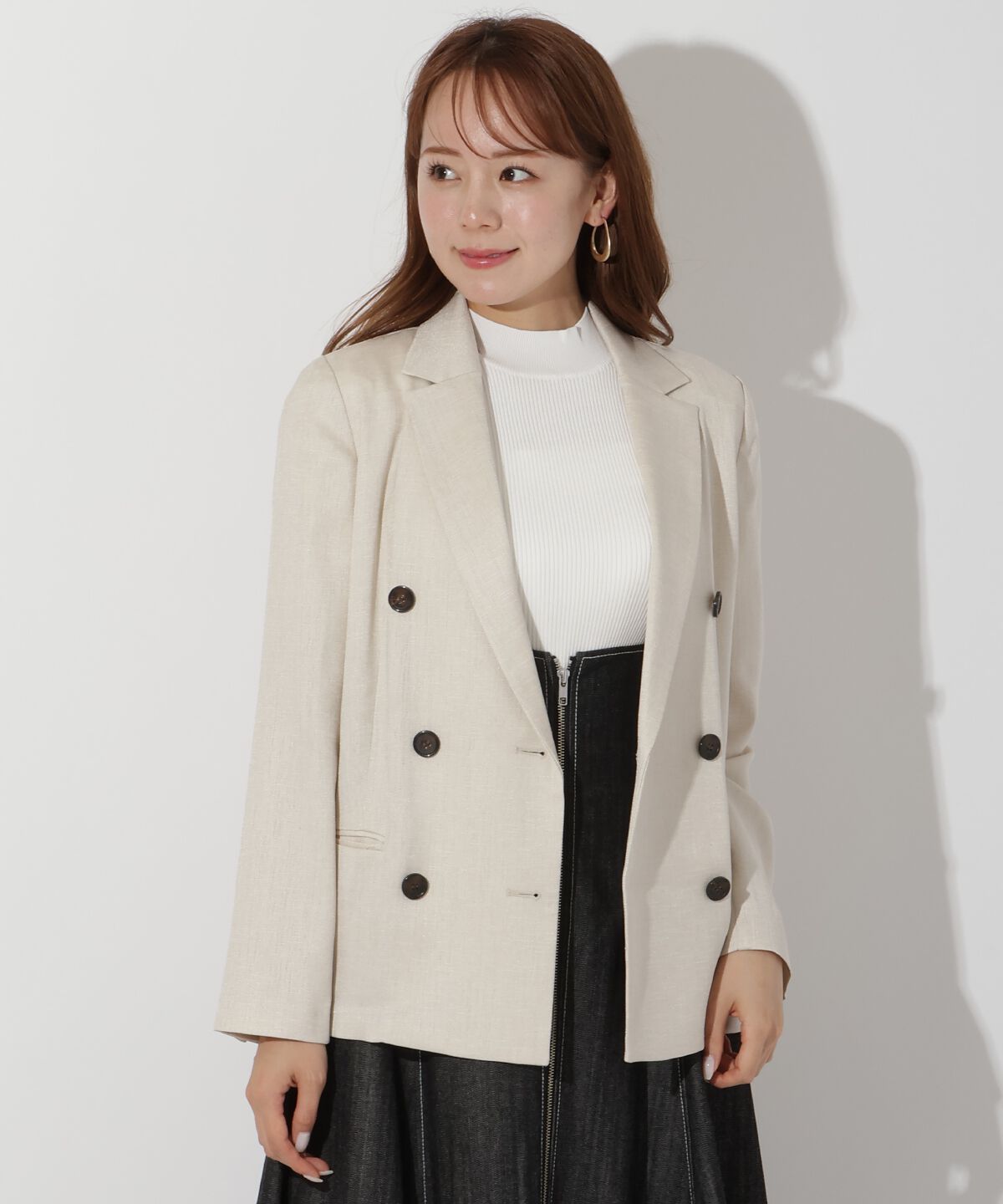 アンドクチュール「麻調テーラードジャケット」|テーラードジャケット|ベージュ
