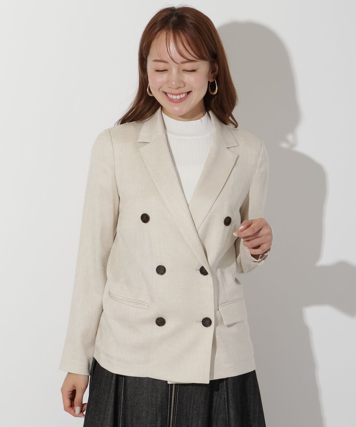 アンドクチュール「麻調テーラードジャケット」|テーラードジャケット|