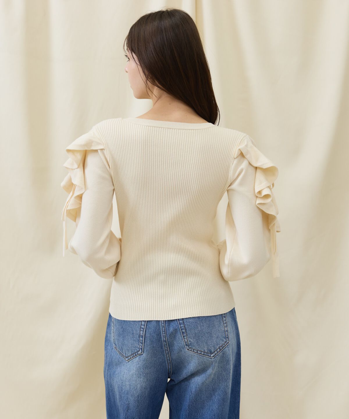 アンドクチュール「袖フリルニット」|ニット・セーター|