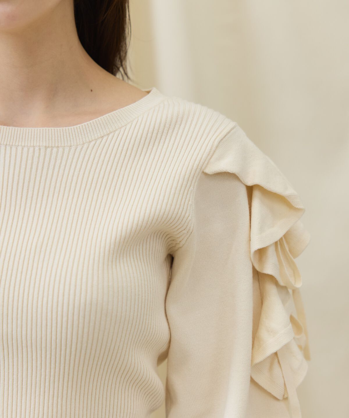 アンドクチュール「袖フリルニット」|ニット・セーター|