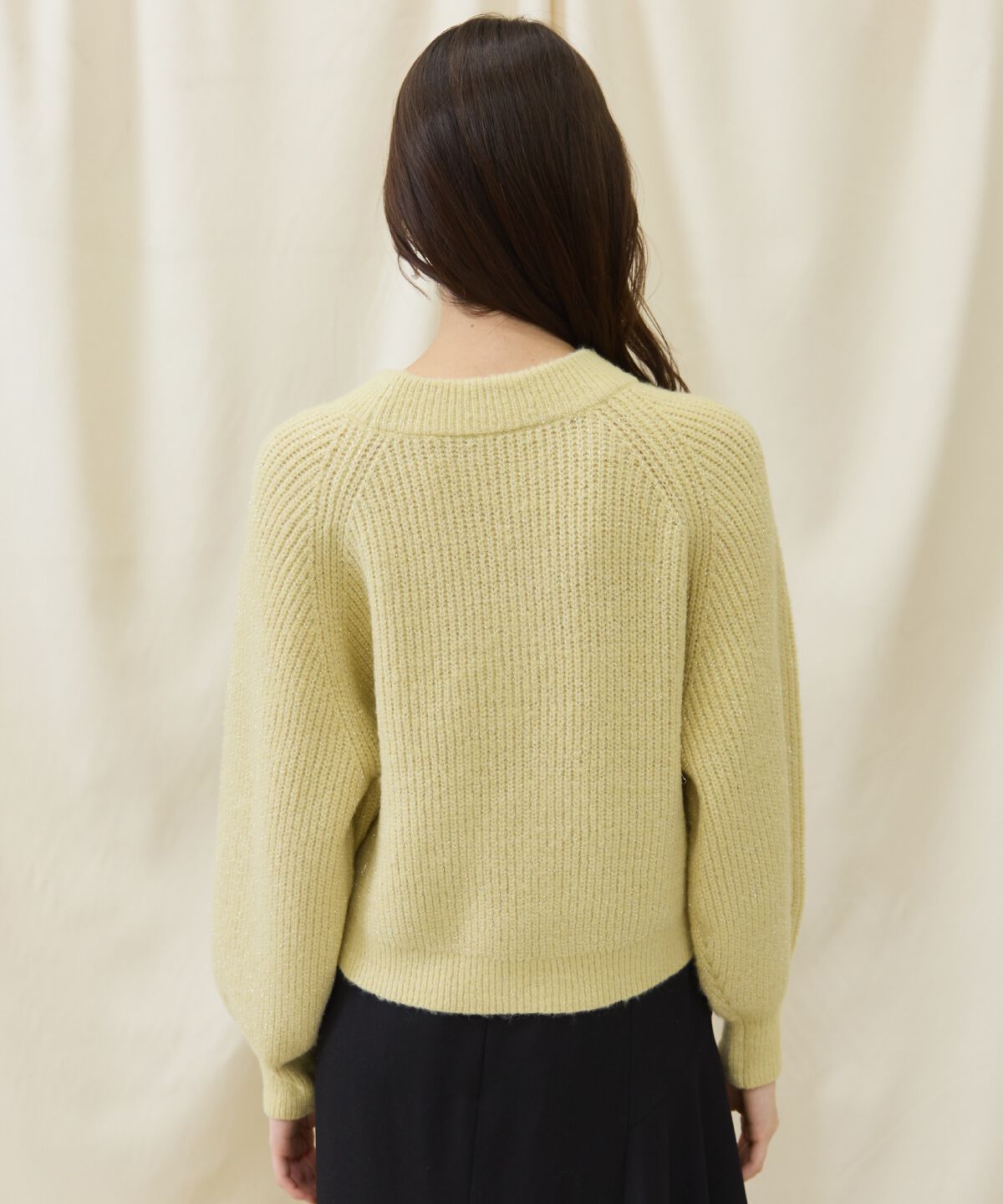 アンドクチュール「ラメケーブルクロップドプルオーバー」|ニット・セーター|