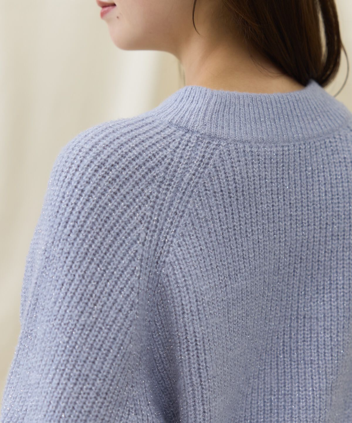 アンドクチュール「ラメケーブルクロップドプルオーバー」|ニット・セーター|