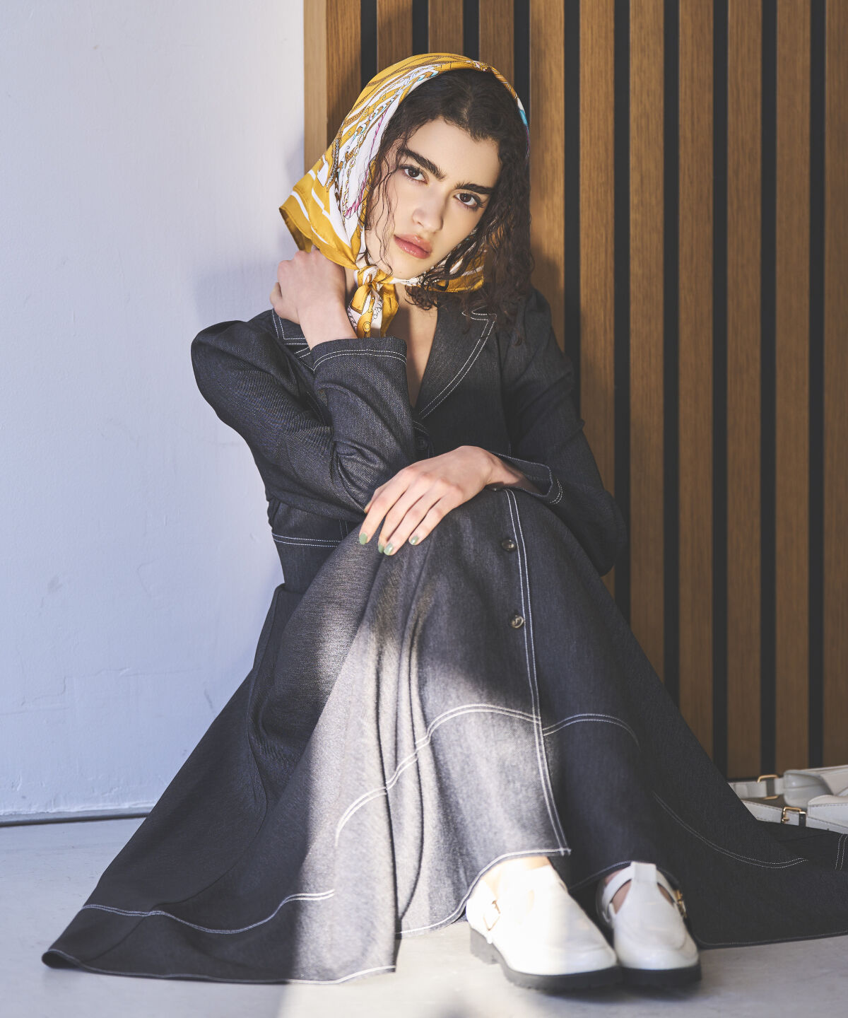 アンドクチュール「デニムライク前ボタンワンピース」|ワンピース|