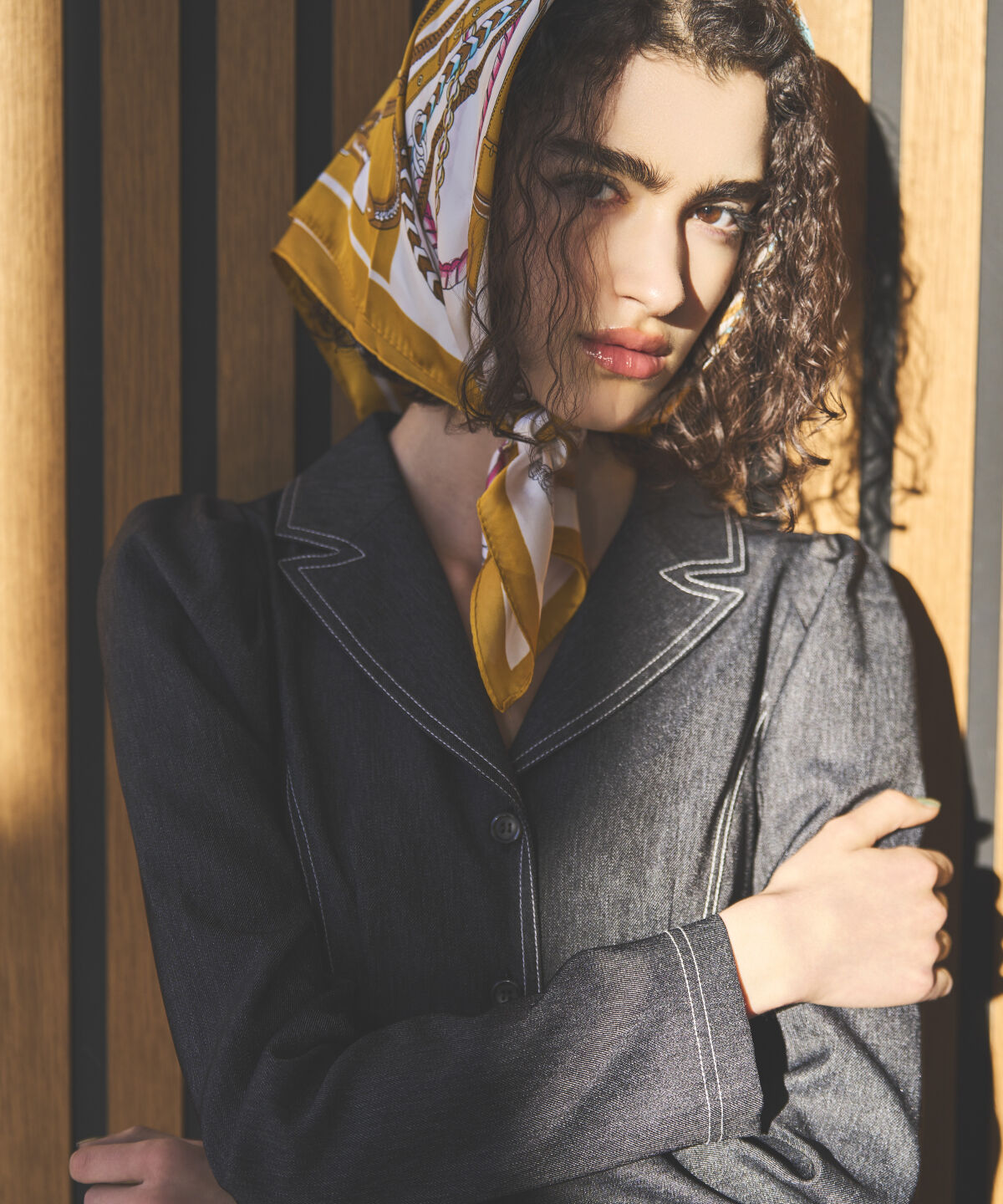 アンドクチュール「デニムライク前ボタンワンピース」|ワンピース|