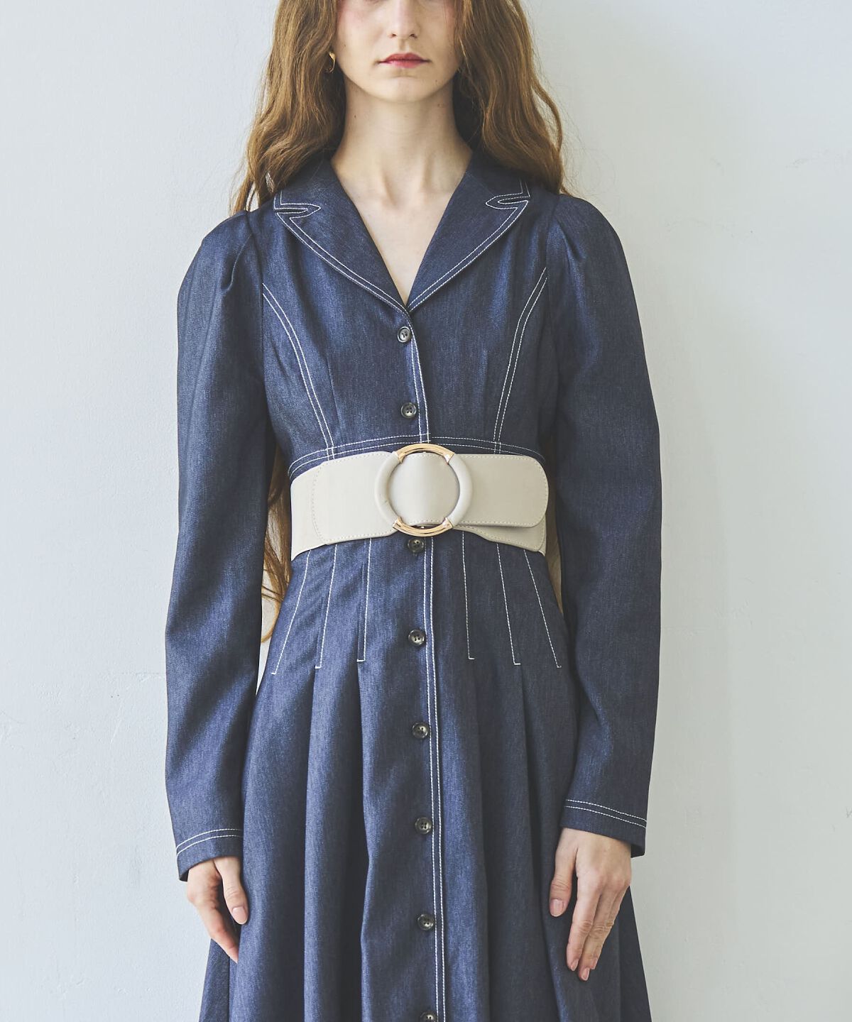 アンドクチュール「デニムライク前ボタンワンピース」|ワンピース|
