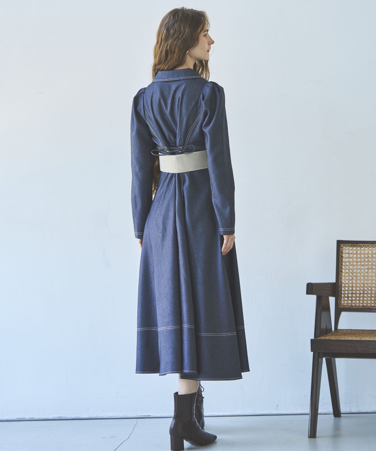 アンドクチュール「デニムライク前ボタンワンピース」|ワンピース|