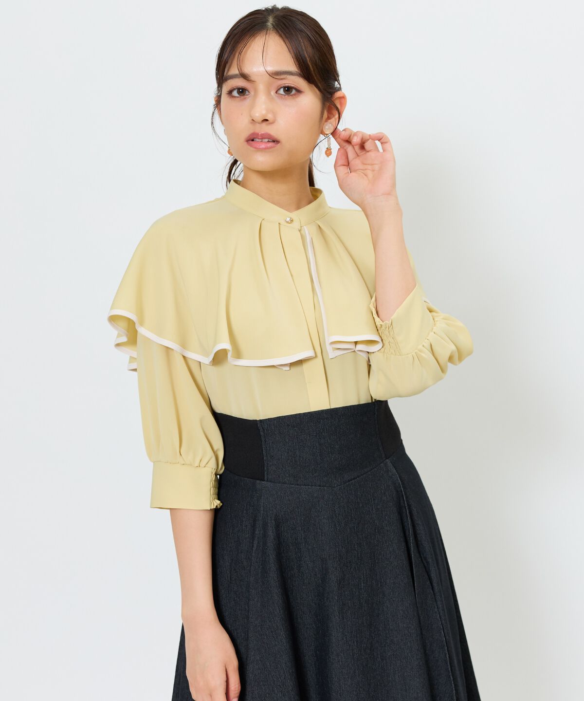 アンドクチュール「パイピングケープブラウス」|シャツ・ブラウス|