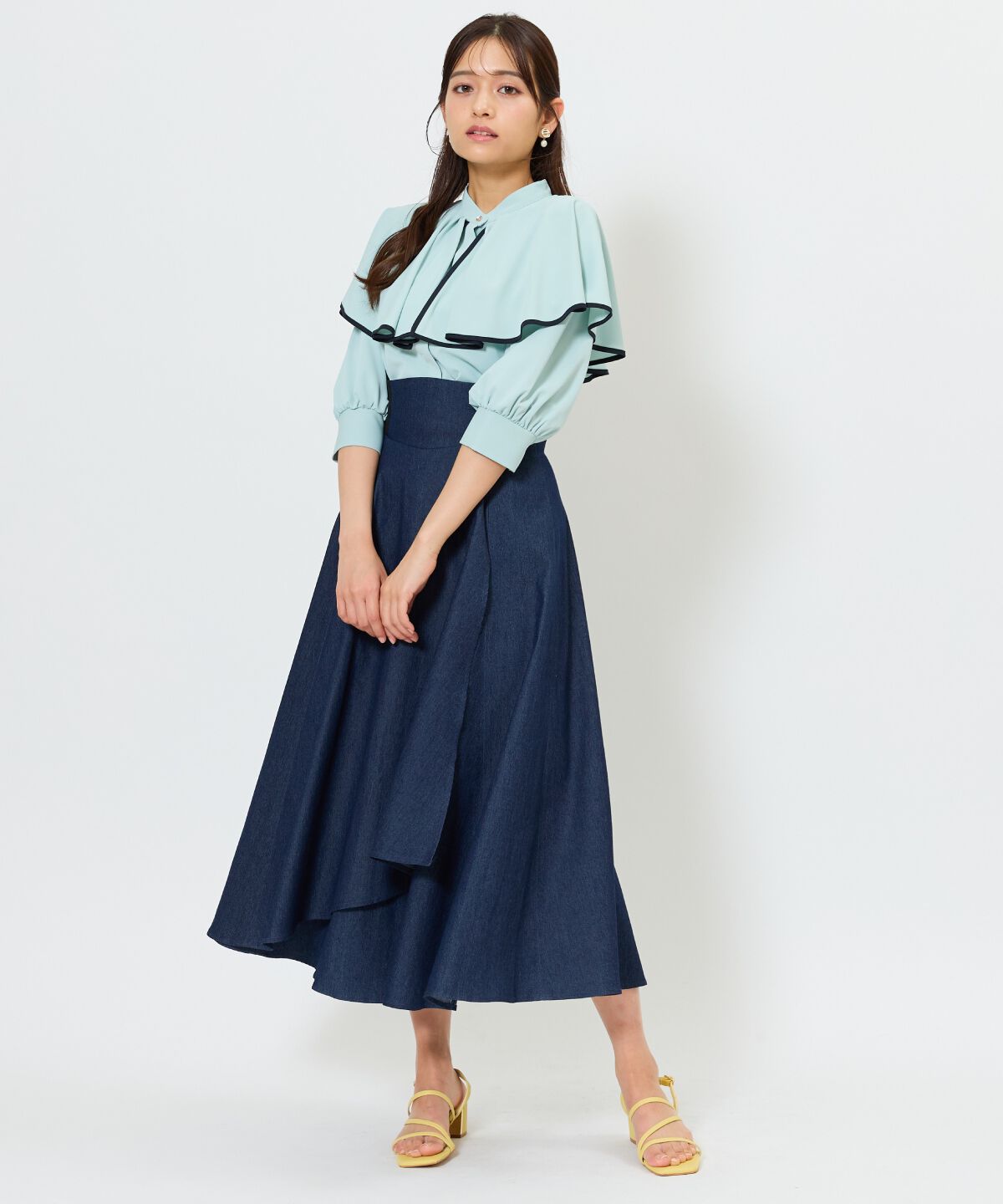 アンドクチュール「パイピングケープブラウス」|シャツ・ブラウス|