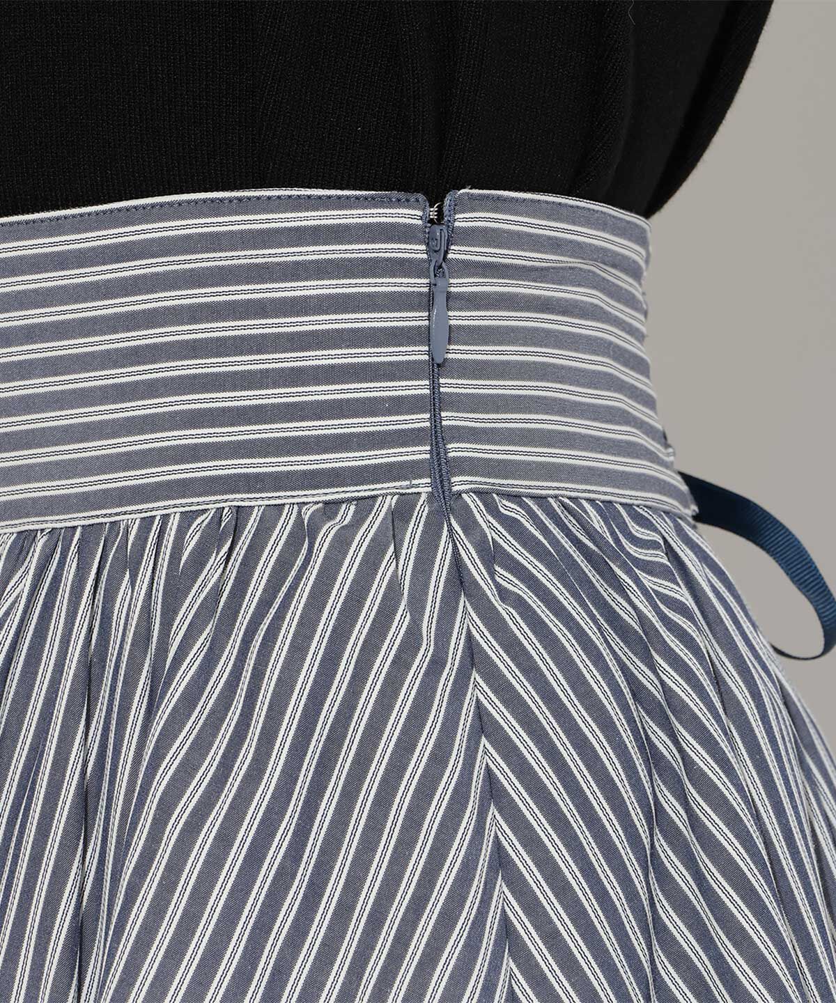 アンドクチュール「ストライプビジューティアードスカート」|フレア|