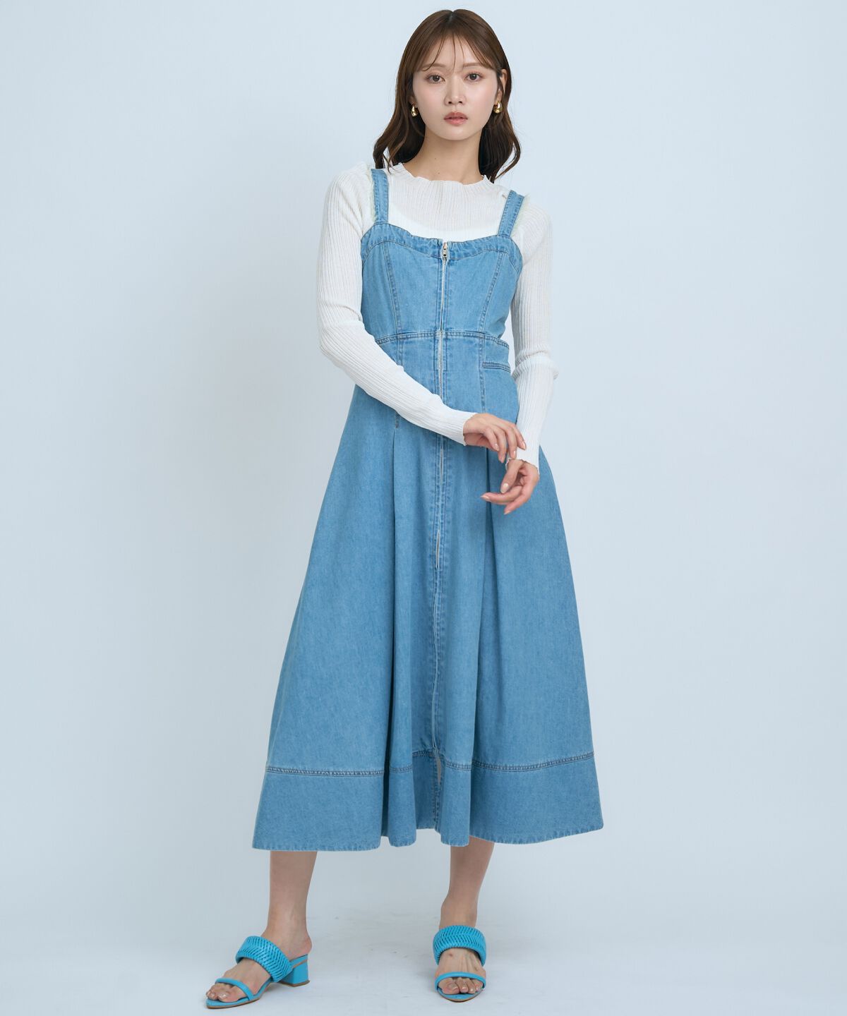 アンドクチュール「デニムジャンパースカート」|ジャンパースカート|