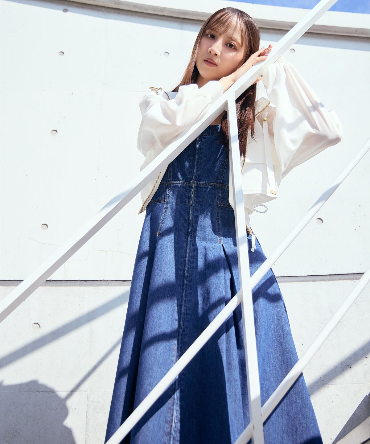 アンドクチュール「デニムジャンパースカート」|ジャンパースカート|ネイビー