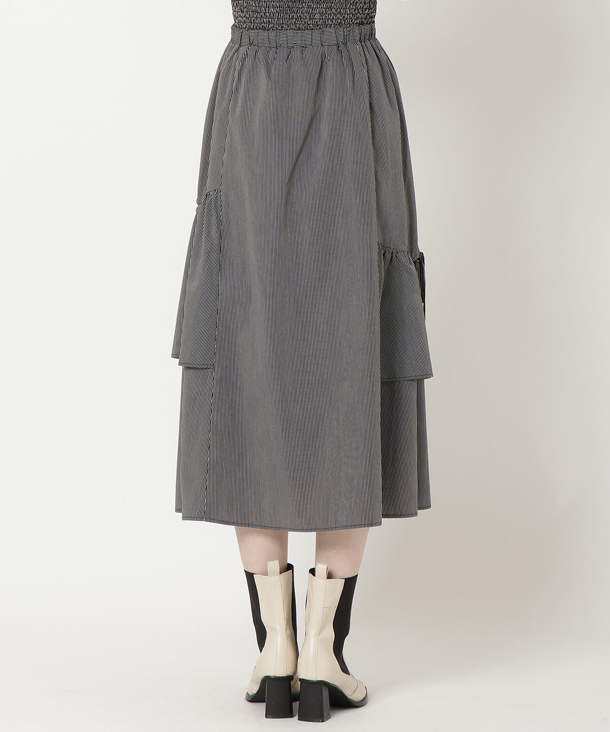 REDYAZEL「ストライプレッグ開きスカート」|フレア|
